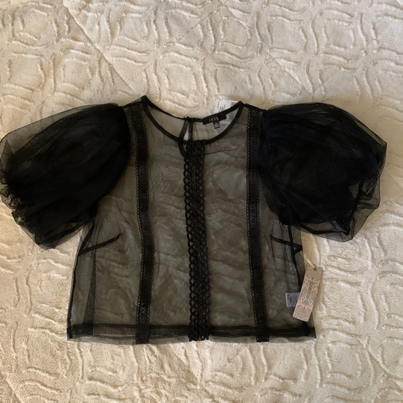 NWT Sheer Black Blouse - Picture 3 of 5